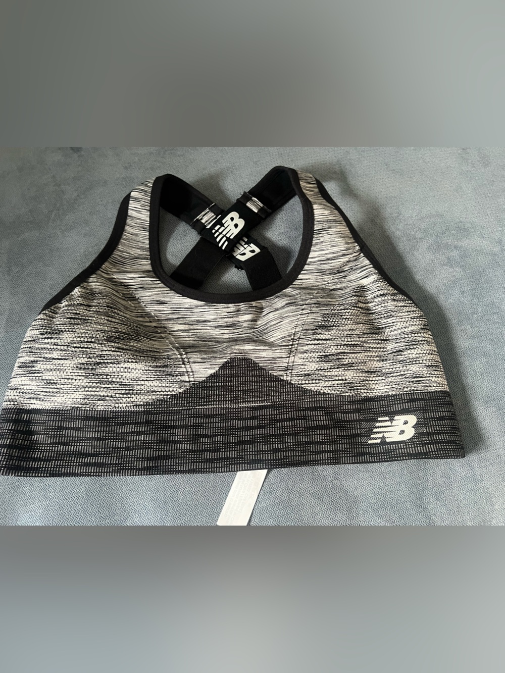 New Balance Black & Gray Strapped Sports Bra